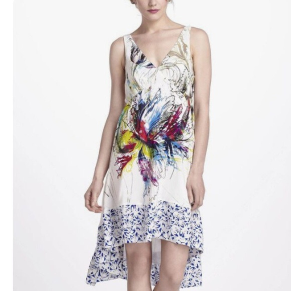 Anthropologie Maeve Silk floral High-low dress sz0